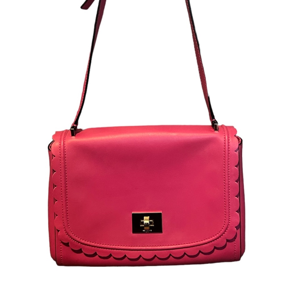 Kate Spade EUC Maple Court Scalloped Pink Leather Shoulder Bag